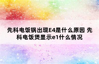 先科电饭锅出现E4是什么原因 先科电饭煲显示e1什么情况